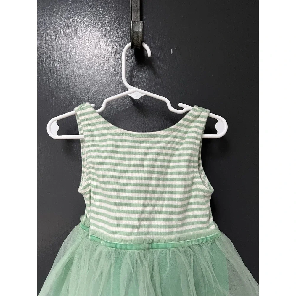 Mini Boden Girls Size 2-3Y Jersey Tulle Green Striped Dress